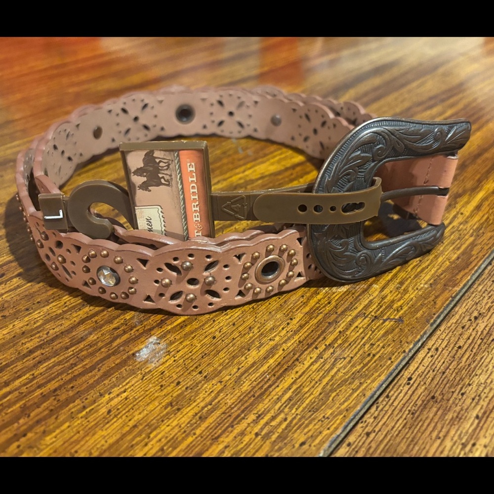 Brown Leather Belt with Decorative Buckle